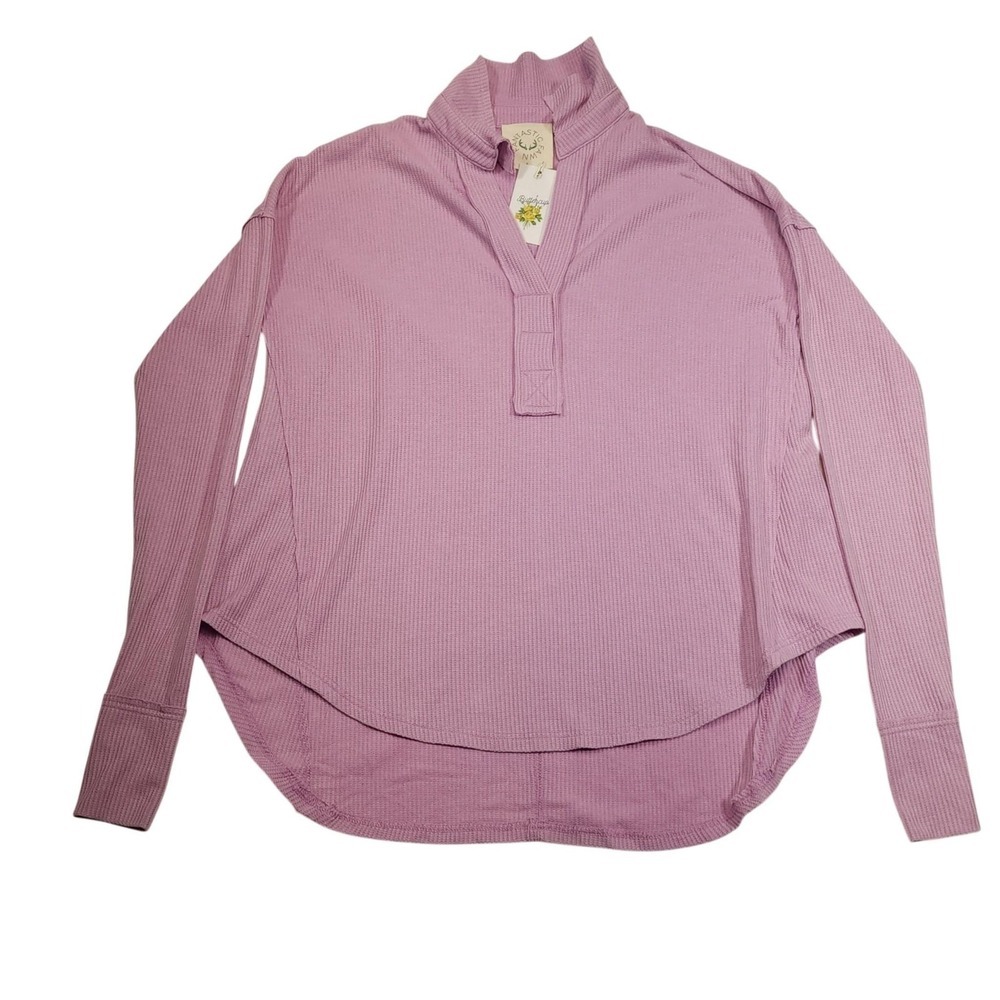 Fantastic Fawn‎ Loralie Top Womens Small Pink Waffle Knit Tunic Long Sleeve